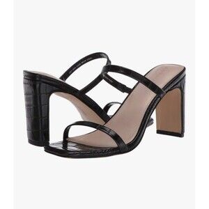 NWT The Drop Women's Avery Square Toe Two Strap High Heeled Sandal Size 8 Black